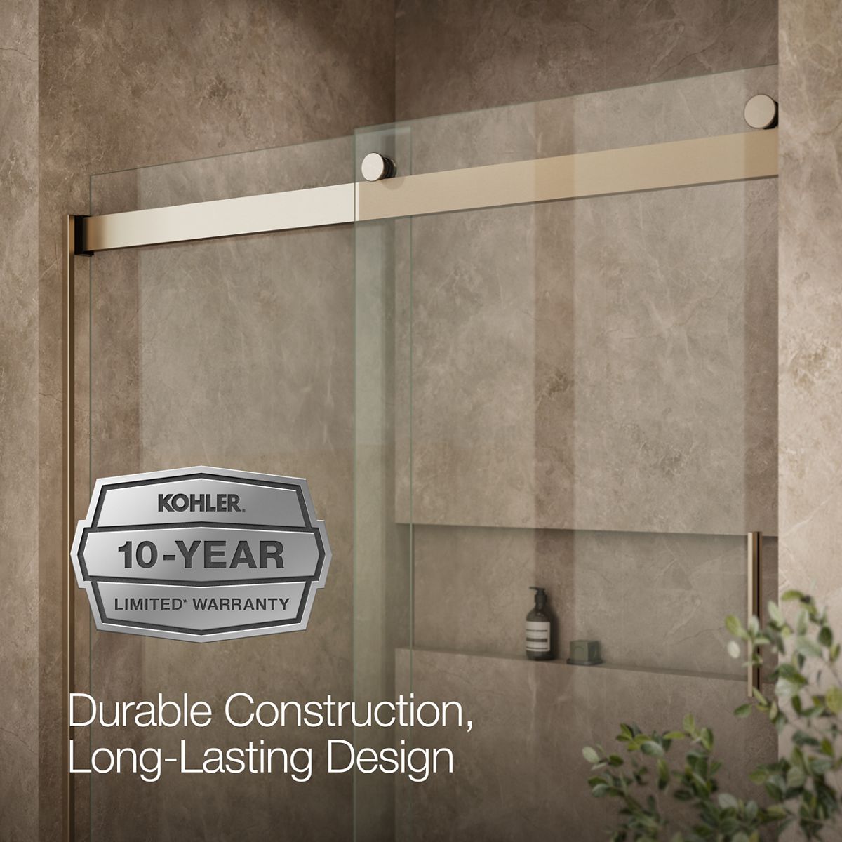 KOHLER K-706009-L Levity Sliding shower door, 74" H x 56-5/8 - 59-5/8" W, with 1/4" thick Crystal Clear glass