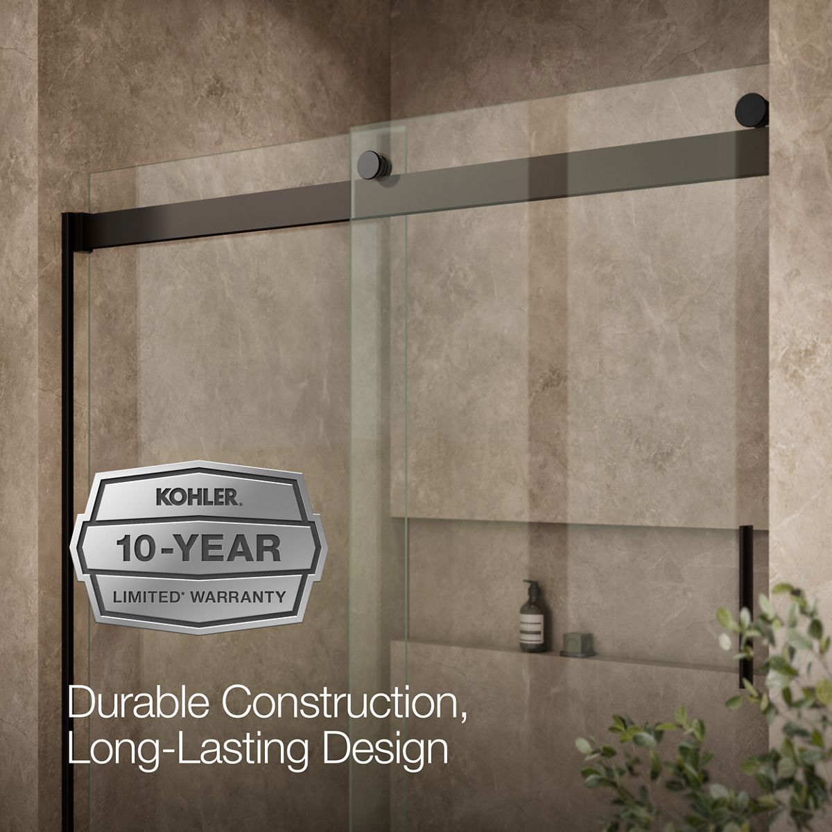 KOHLER K-706009-L Levity Sliding shower door, 74" H x 56-5/8 - 59-5/8" W, with 1/4" thick Crystal Clear glass