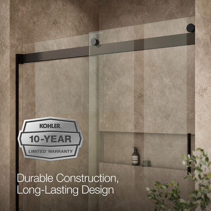 KOHLER K-706009-L Levity Sliding shower door, 74" H x 56-5/8 - 59-5/8" W, with 1/4" thick Crystal Clear glass