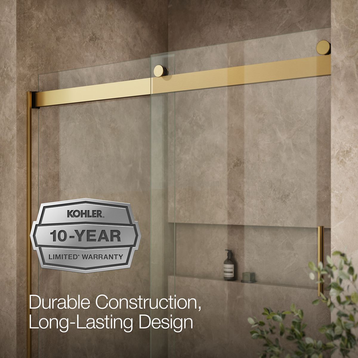 KOHLER K-706009-L Levity Sliding shower door, 74" H x 56-5/8 - 59-5/8" W, with 1/4" thick Crystal Clear glass