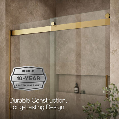 KOHLER K-706009-L Levity Sliding shower door, 74" H x 56-5/8 - 59-5/8" W, with 1/4" thick Crystal Clear glass