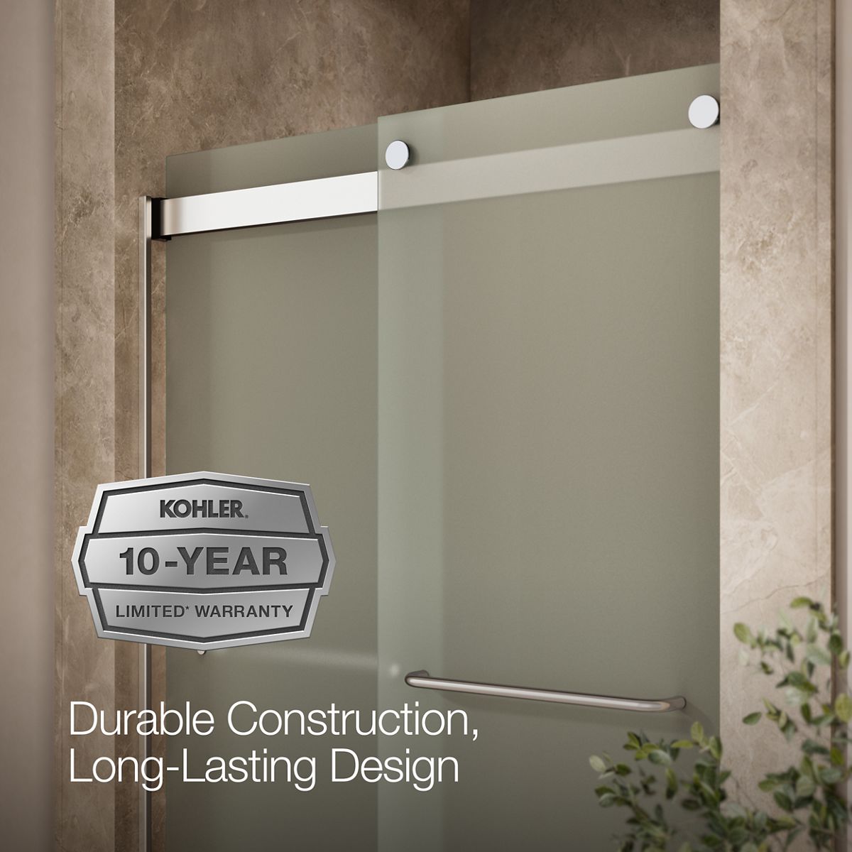 KOHLER K-706014-D3 Levity Sliding shower door, 74" H x 44-5/8 - 47-5/8" W, with 1/4" thick Frosted glass