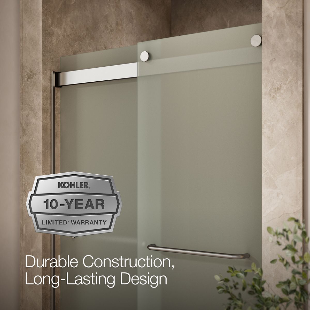 KOHLER K-706014-D3 Levity Sliding shower door, 74" H x 44-5/8 - 47-5/8" W, with 1/4" thick Frosted glass
