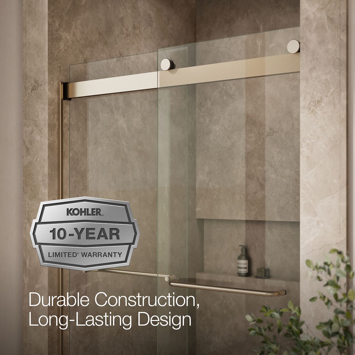 KOHLER K-706014-L Levity Sliding shower door, 74" H x 44-5/8 - 47-5/8" W, with 1/4" thick Crystal Clear glass