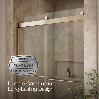 KOHLER K-706014-L Levity Sliding shower door, 74" H x 44-5/8 - 47-5/8" W, with 1/4" thick Crystal Clear glass