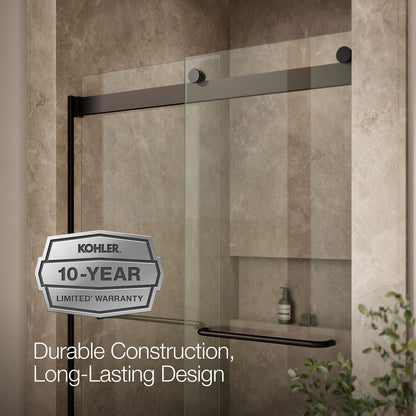 KOHLER K-706014-L Levity Sliding shower door, 74" H x 44-5/8 - 47-5/8" W, with 1/4" thick Crystal Clear glass