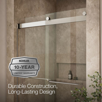KOHLER K-706014-L Levity Sliding shower door, 74" H x 44-5/8 - 47-5/8" W, with 1/4" thick Crystal Clear glass