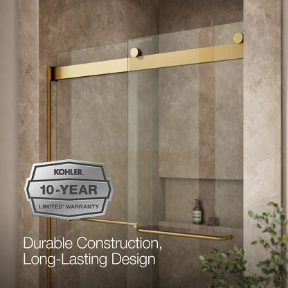 KOHLER K-706014-L Levity Sliding shower door, 74" H x 44-5/8 - 47-5/8" W, with 1/4" thick Crystal Clear glass