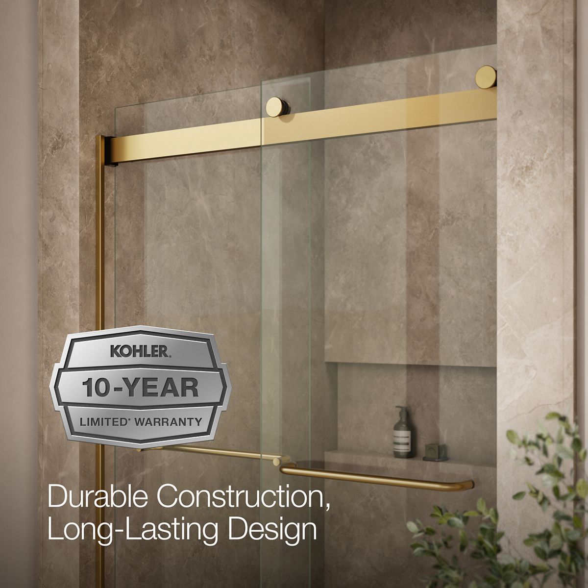 KOHLER K-706014-L Levity Sliding shower door, 74" H x 44-5/8 - 47-5/8" W, with 1/4" thick Crystal Clear glass