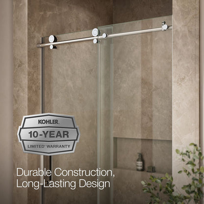 KOHLER K-706080-L Composed Sliding shower door, 78" H x 44-5/8 - 47-7/8" W, with 3/8" thick Crystal Clear glass