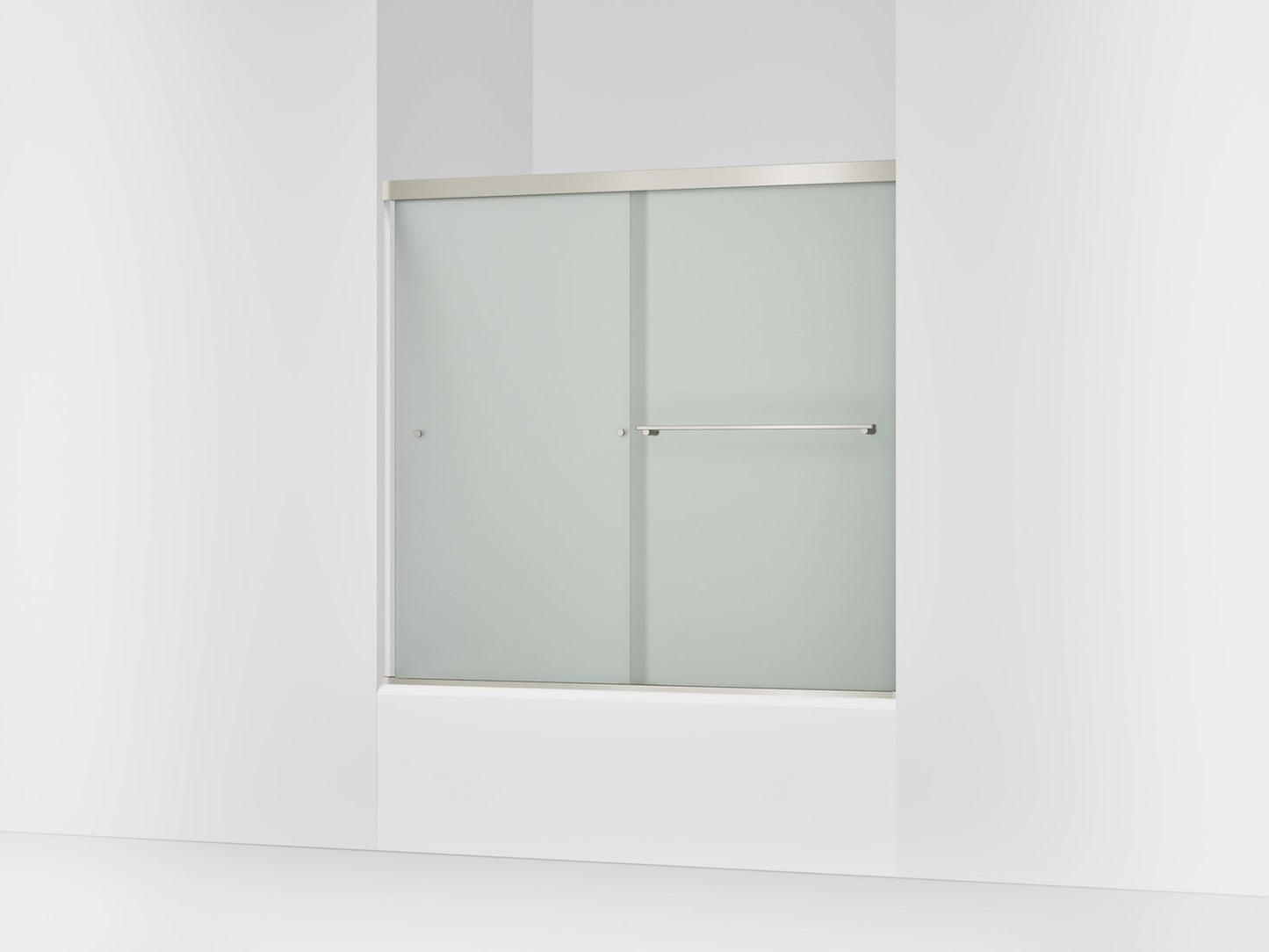 KOHLER K-707000-D3 Revel Sliding bath door, 55-1/2" H x 56-5/8 - 59-5/8" W, with 1/4" thick Frosted glass