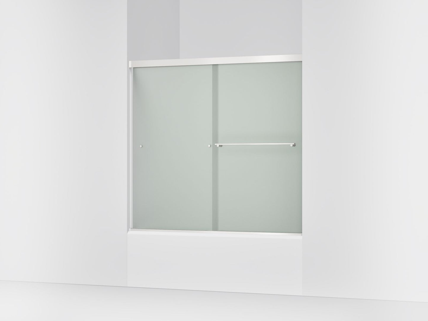 KOHLER K-707000-D3 Revel Sliding bath door, 55-1/2" H x 56-5/8 - 59-5/8" W, with 1/4" thick Frosted glass
