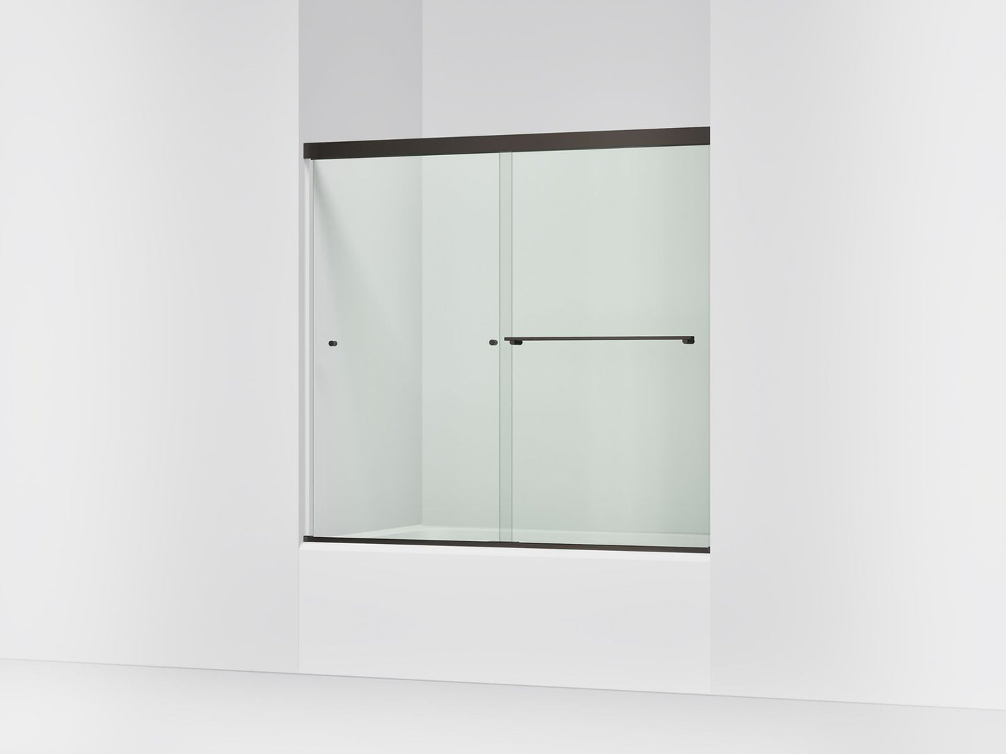 KOHLER K-707000-L Revel Sliding bath door, 55-1/2" H x 56-5/8 - 59-5/8" W, with 1/4" thick Crystal Clear glass