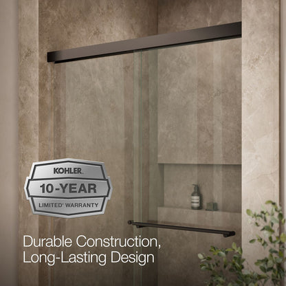 KOHLER K-707100-L Revel Sliding shower door, 70" H x 44-5/8 - 47-5/8" W, with 1/4" thick Crystal Clear glass