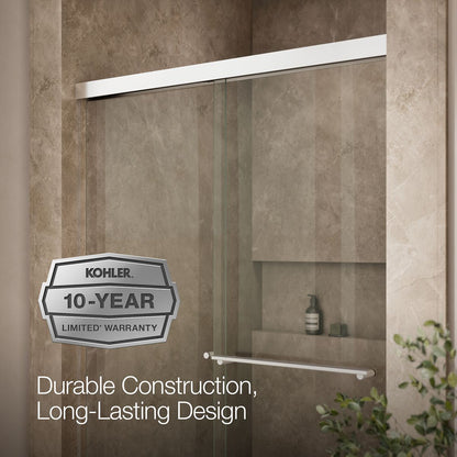 KOHLER K-707100-L Revel Sliding shower door, 70" H x 44-5/8 - 47-5/8" W, with 1/4" thick Crystal Clear glass