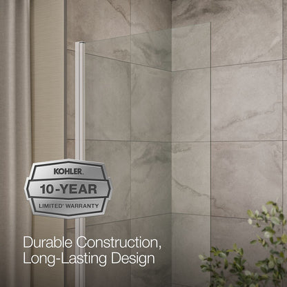 KOHLER K-707105-L Aerie Bath screen, 56-15/16" x 32" W with 1/4" thick Crystal Clear glass and square corner