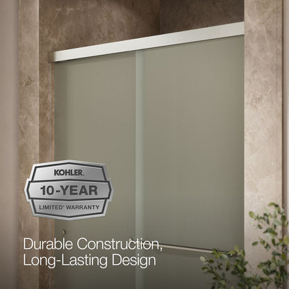 KOHLER K-707106-D3 Revel Sliding shower door, 76" H x 44-5/8 - 47-5/8" W, with 5/16" thick Frosted glass