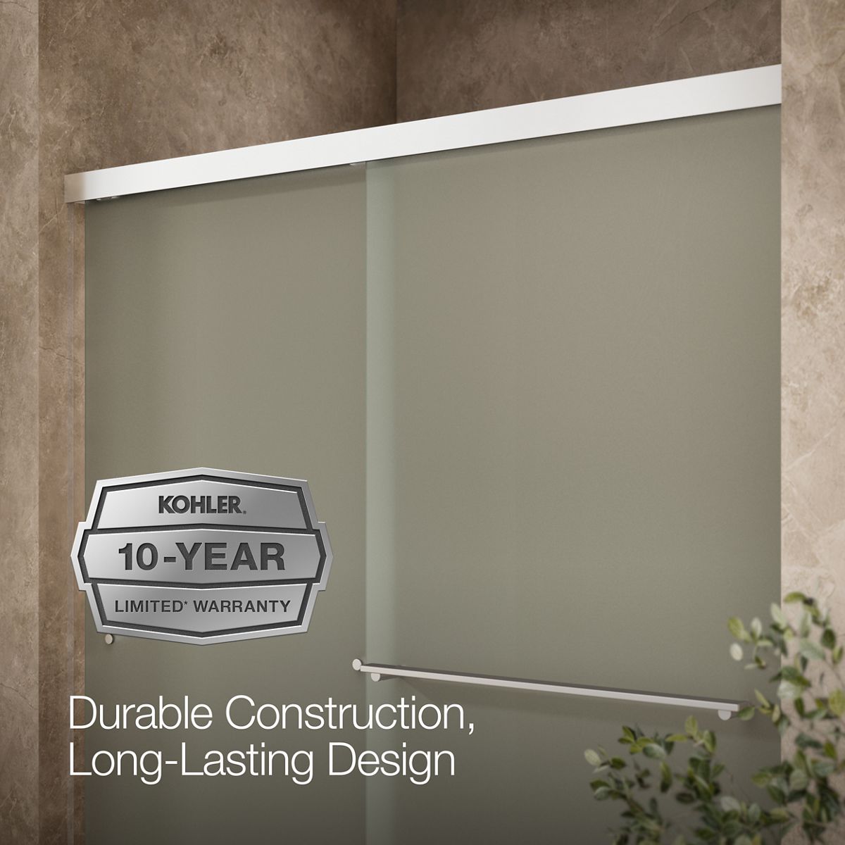 KOHLER K-707200-D3 Revel Sliding shower door, 70" H x 56-5/8 - 59-5/8" W, with 1/4" thick Frosted glass