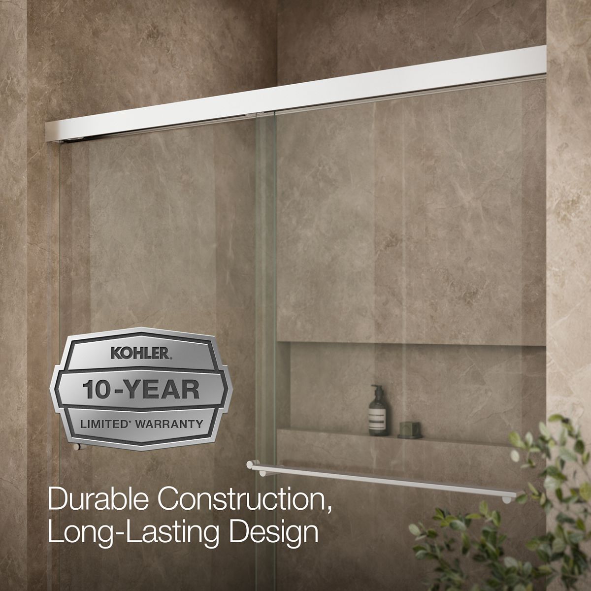 KOHLER K-707200-L Revel Sliding shower door, 70" H x 56-5/8 - 59-5/8" W, with 1/4" thick Crystal Clear glass