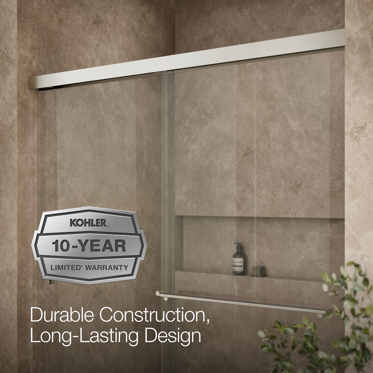 KOHLER K-707201-L Revel Sliding shower door, 70" H x 56-5/8 - 59-5/8" W, with 5/16" thick Crystal Clear glass
