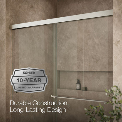 KOHLER K-707201-L Revel Sliding shower door, 70" H x 56-5/8 - 59-5/8" W, with 5/16" thick Crystal Clear glass