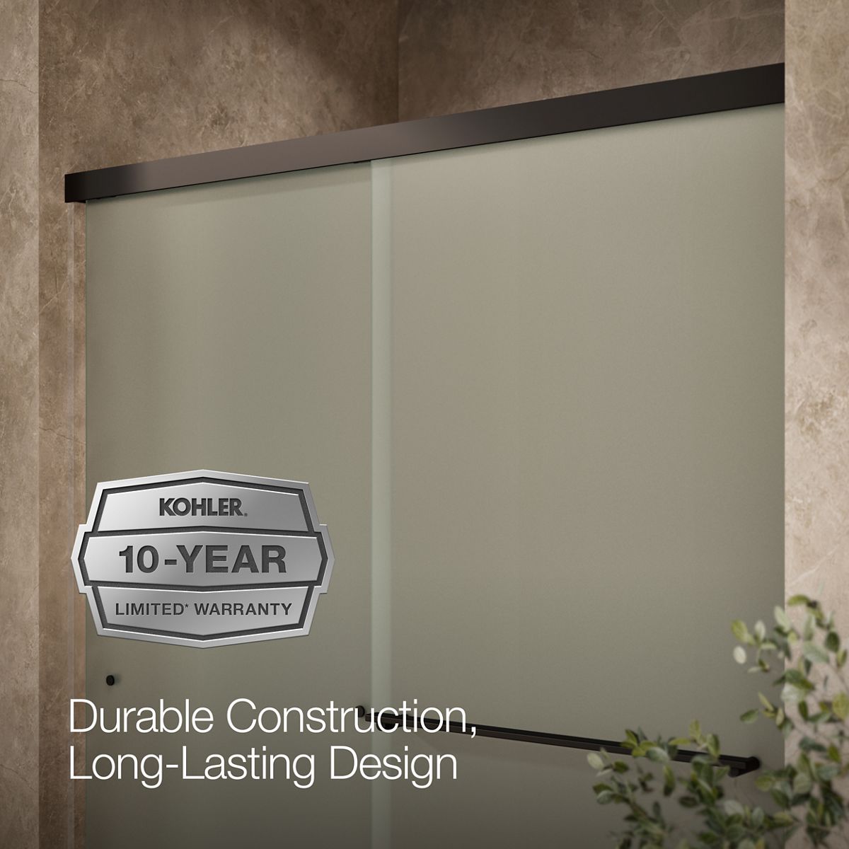 KOHLER K-707206-D3 Revel Sliding shower door, 76" H x 56-5/8 - 59-5/8" W, with 5/16" thick Frosted glass