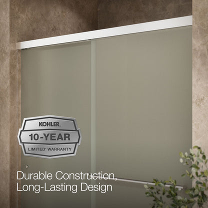 KOHLER K-707206-D3 Revel Sliding shower door, 76" H x 56-5/8 - 59-5/8" W, with 5/16" thick Frosted glass