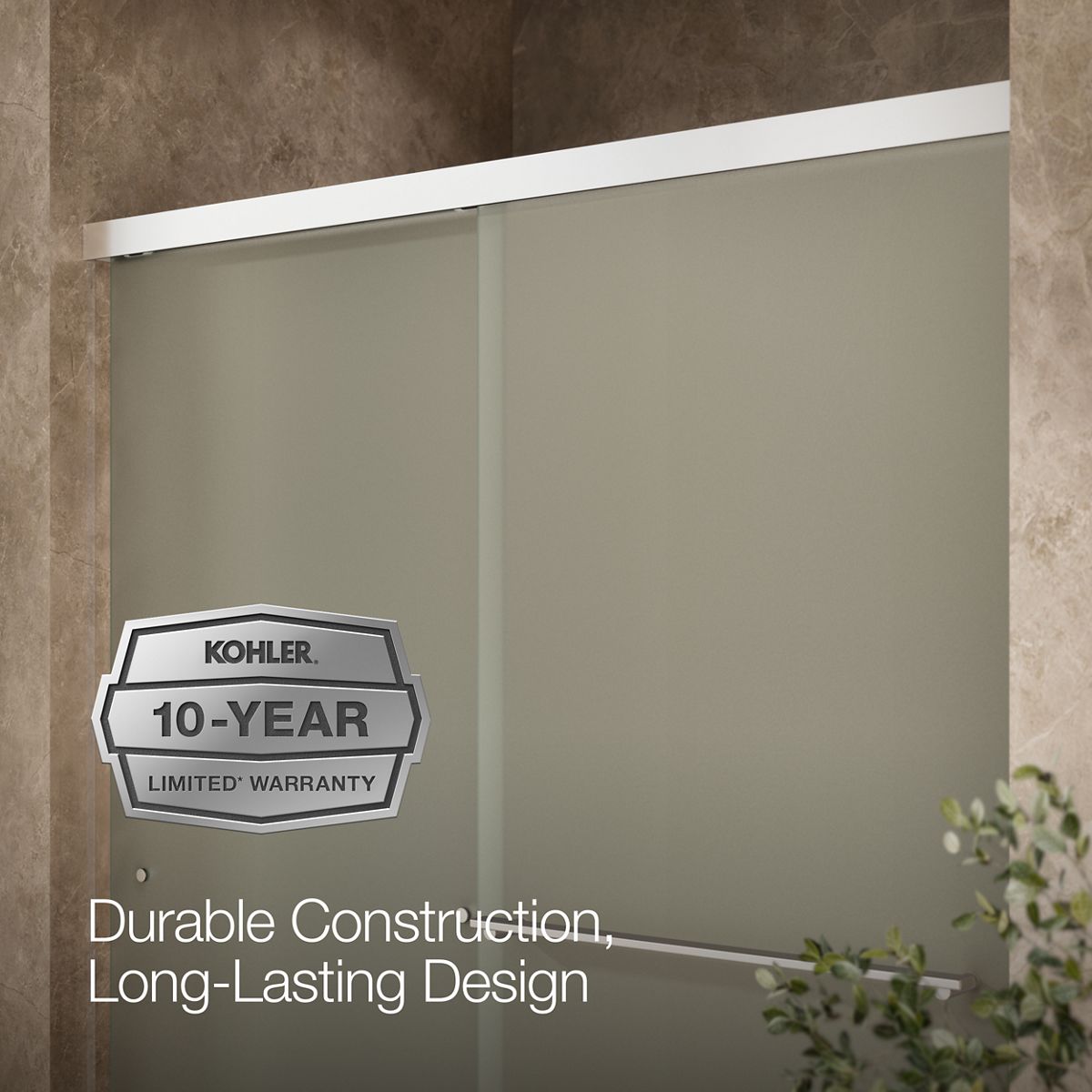 KOHLER K-707206-D3 Revel Sliding shower door, 76" H x 56-5/8 - 59-5/8" W, with 5/16" thick Frosted glass