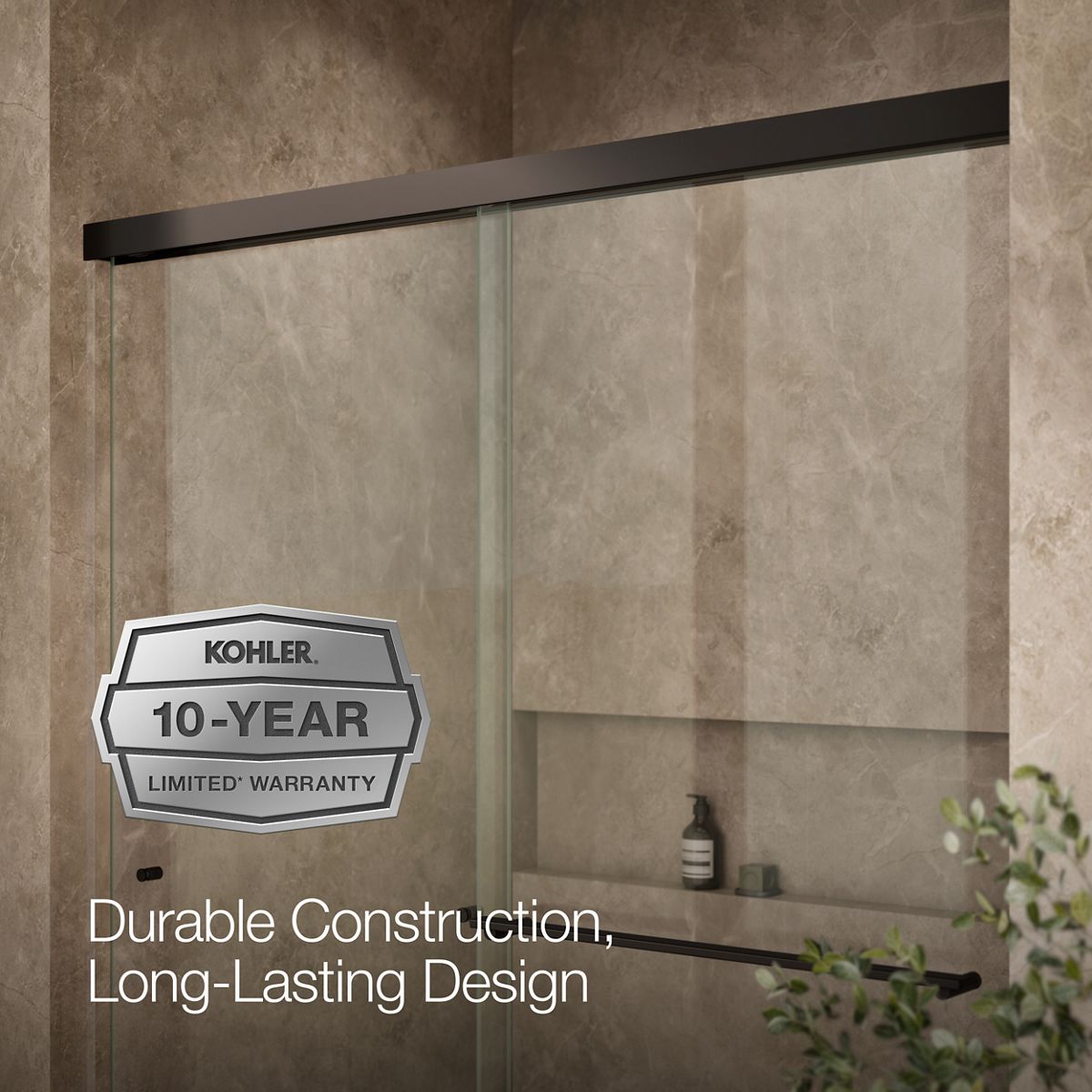 KOHLER K-707206-L Revel 76" H sliding shower door with 5/16"-thick glass