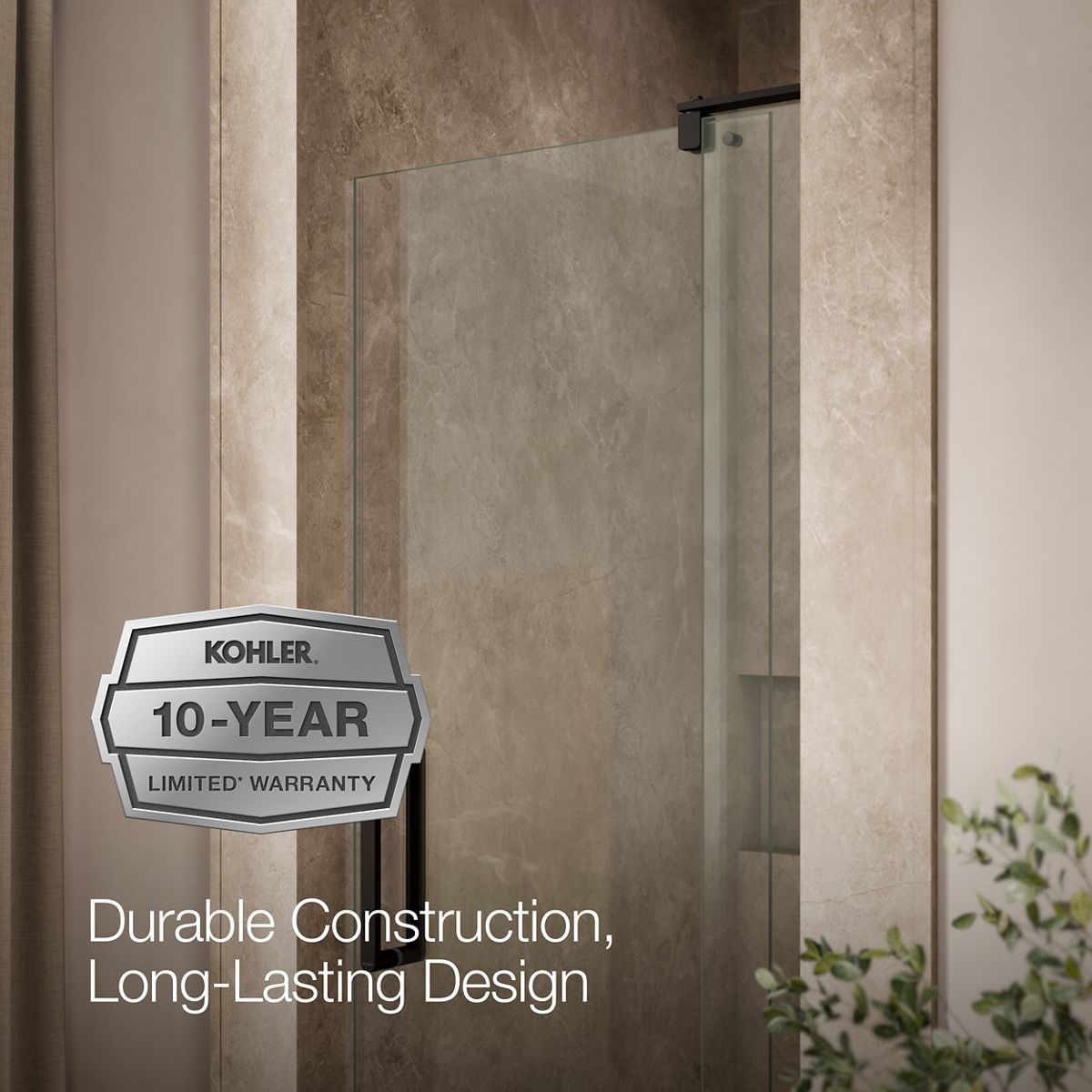 KOHLER K-707506-L Revel Pivot shower door, 74" H x 27-5/16 - 31-1/8" W, with 5/16" thick Crystal Clear glass