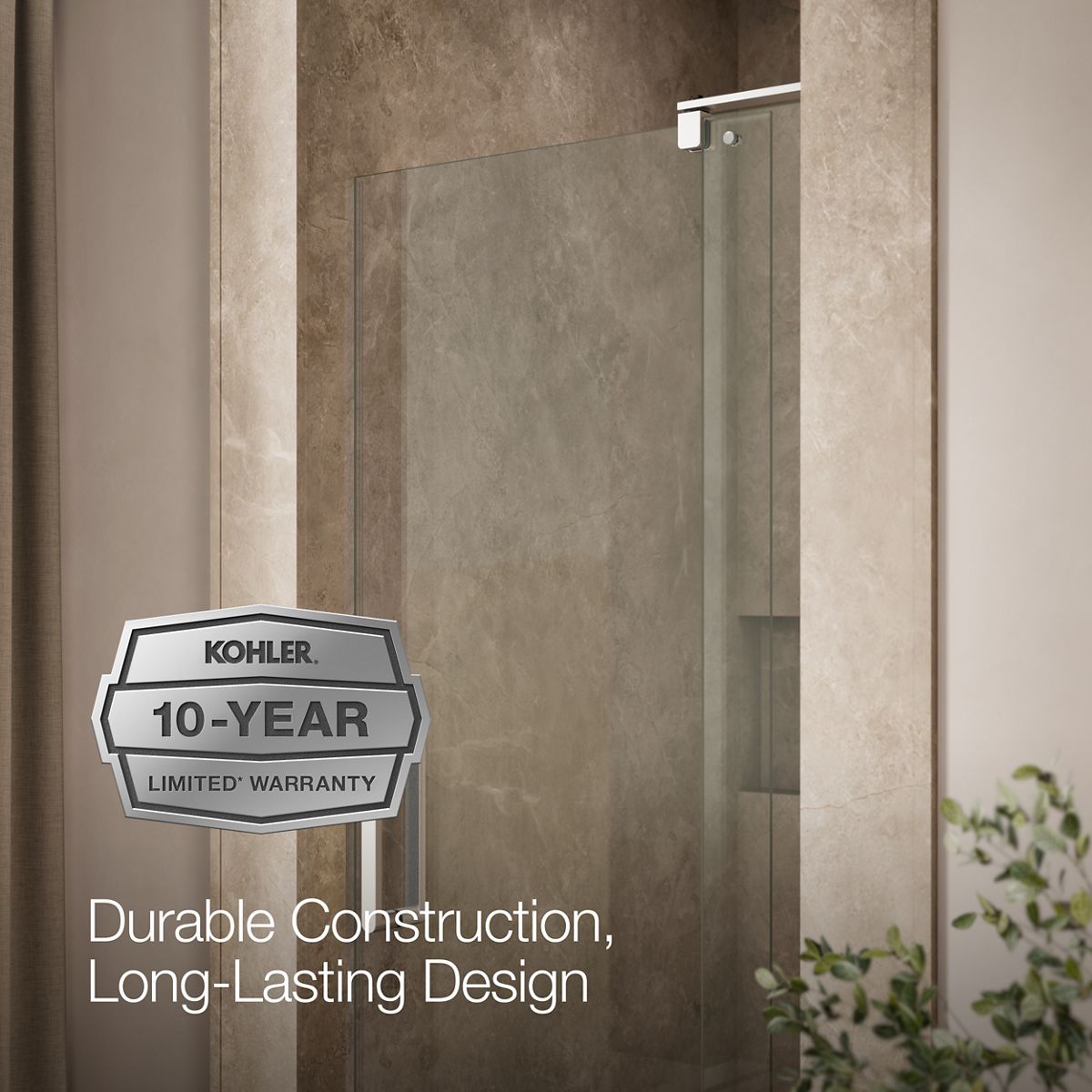 KOHLER K-707510-L Revel Pivot shower door, 70" H x 31-1/8 - 36" W, with 1/4" thick Crystal Clear glass