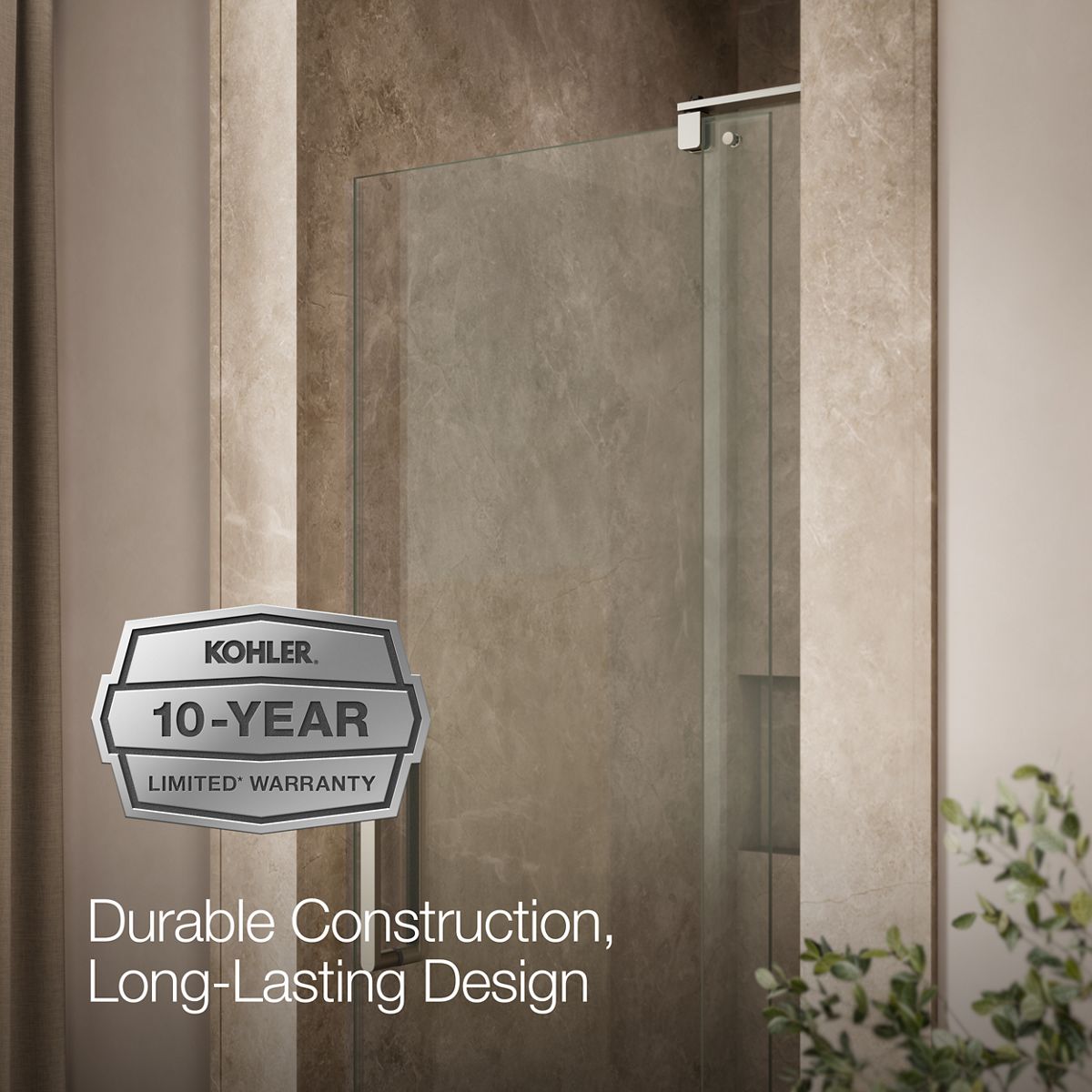 KOHLER K-707516-L Revel Pivot shower door, 74" H x 31-1/8 - 36" W, with 5/16" thick Crystal Clear glass