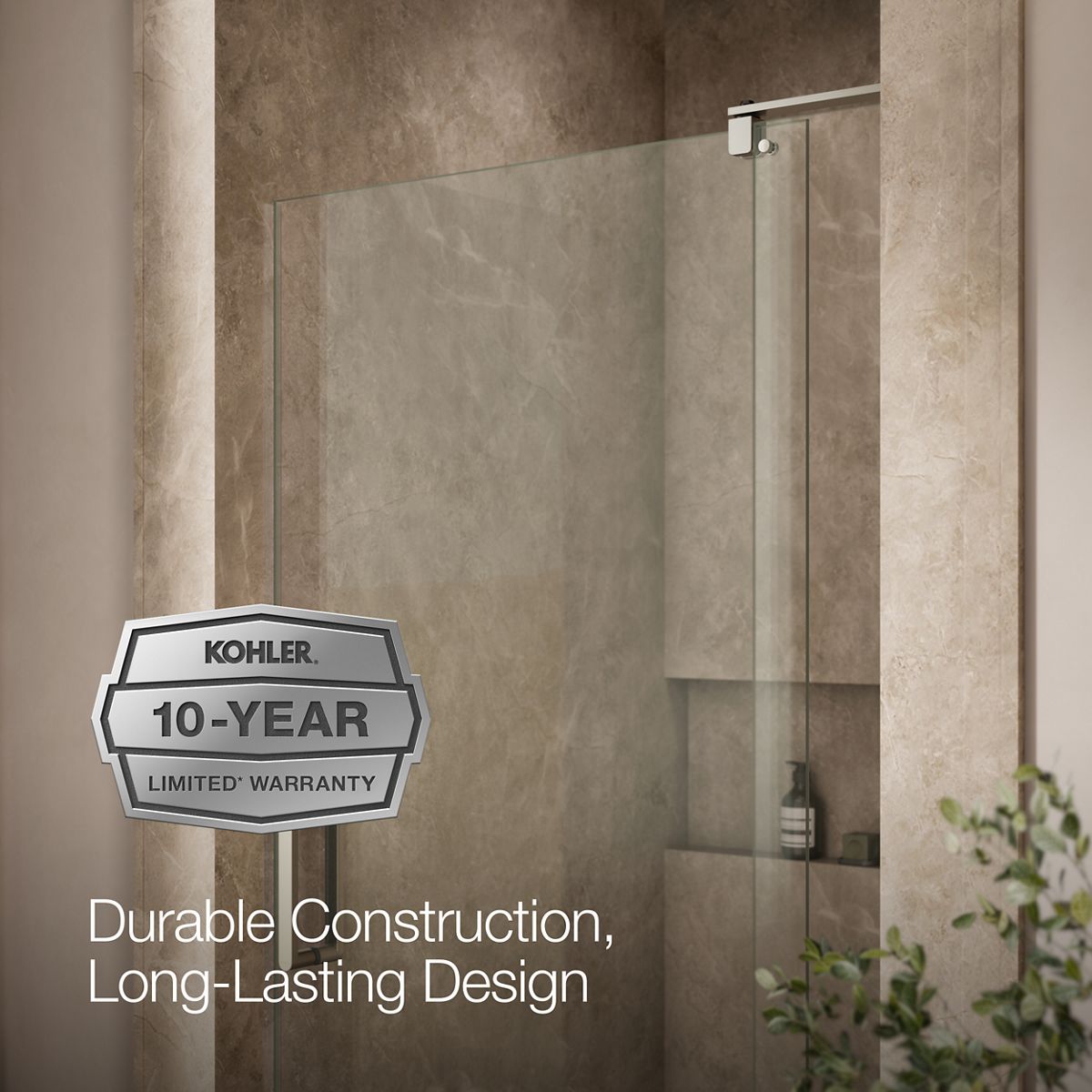KOHLER K-707536-L Revel Pivot shower door, 74" H x 35-1/8 - 40" W, with 5/16" thick Crystal Clear glass