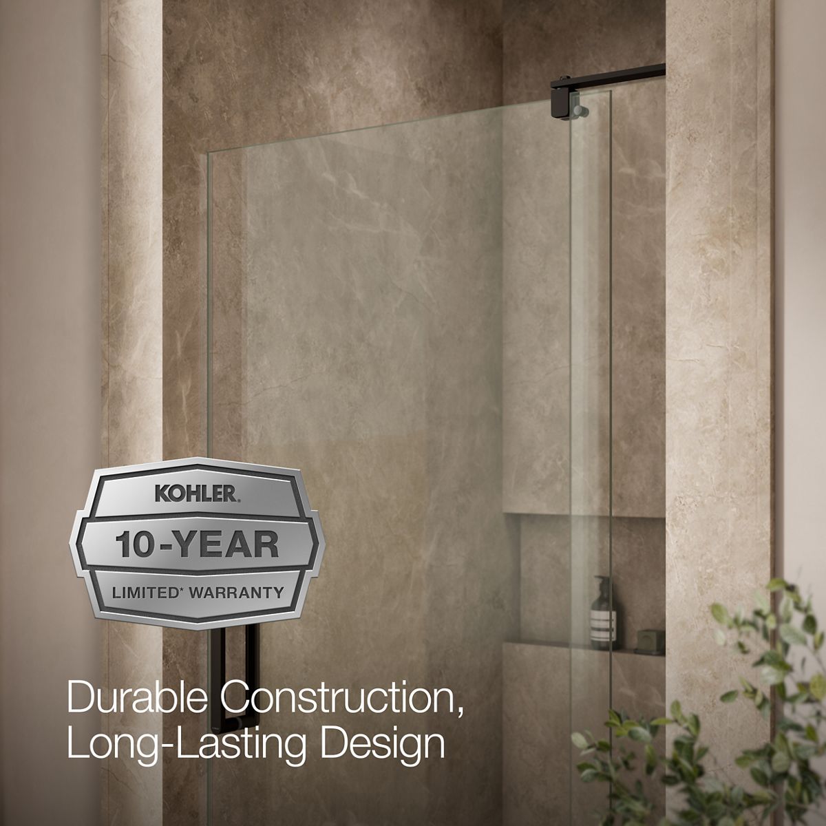 KOHLER K-707536-L Revel Pivot shower door, 74" H x 35-1/8 - 40" W, with 5/16" thick Crystal Clear glass