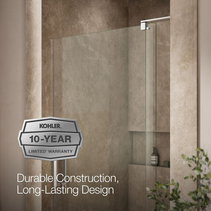 KOHLER K-707536-L Revel Pivot shower door, 74" H x 35-1/8 - 40" W, with 5/16" thick Crystal Clear glass