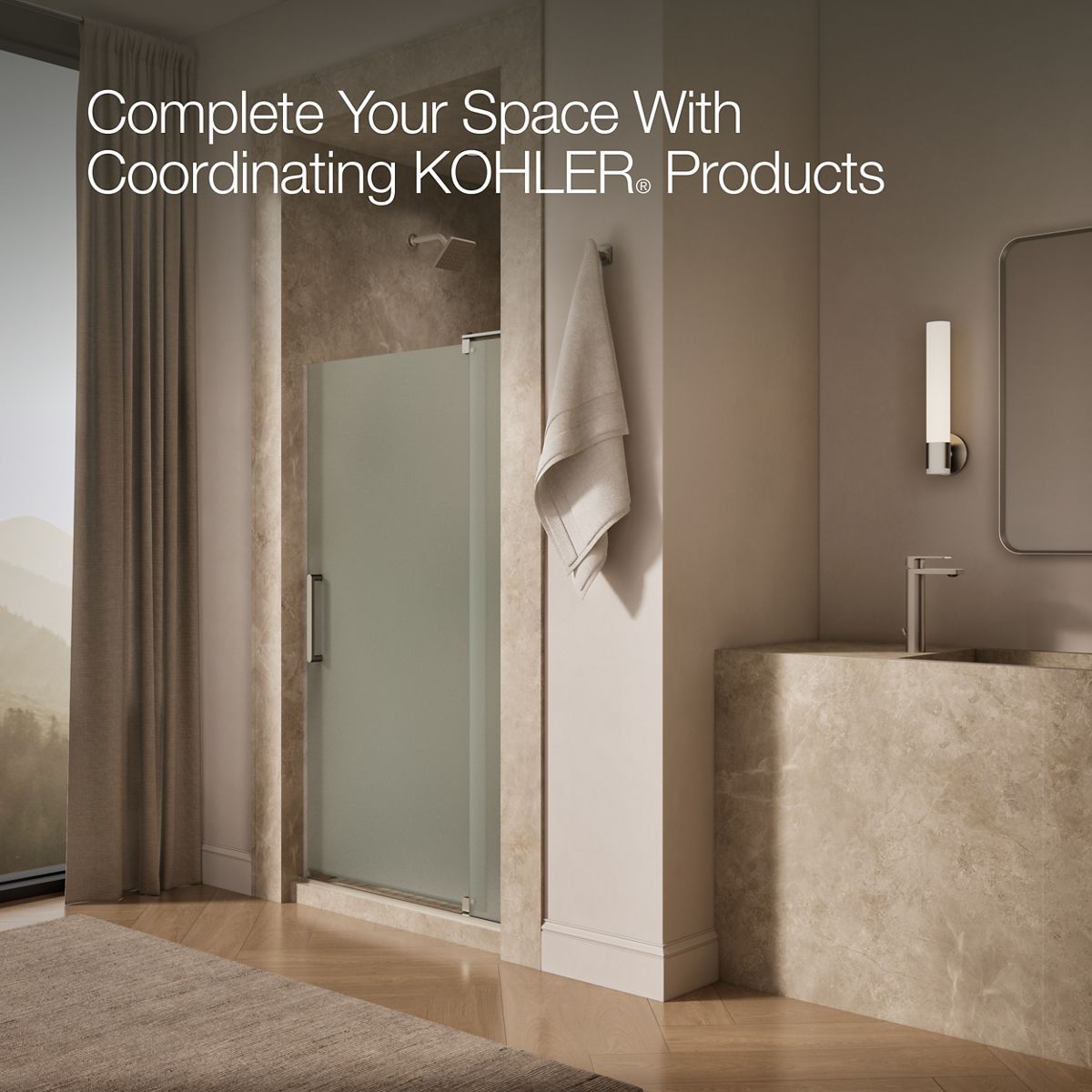 KOHLER K-707541-D3 Revel Pivot shower door, 70" H x 39-1/8 - 44" W, with 5/16" thick Frosted glass