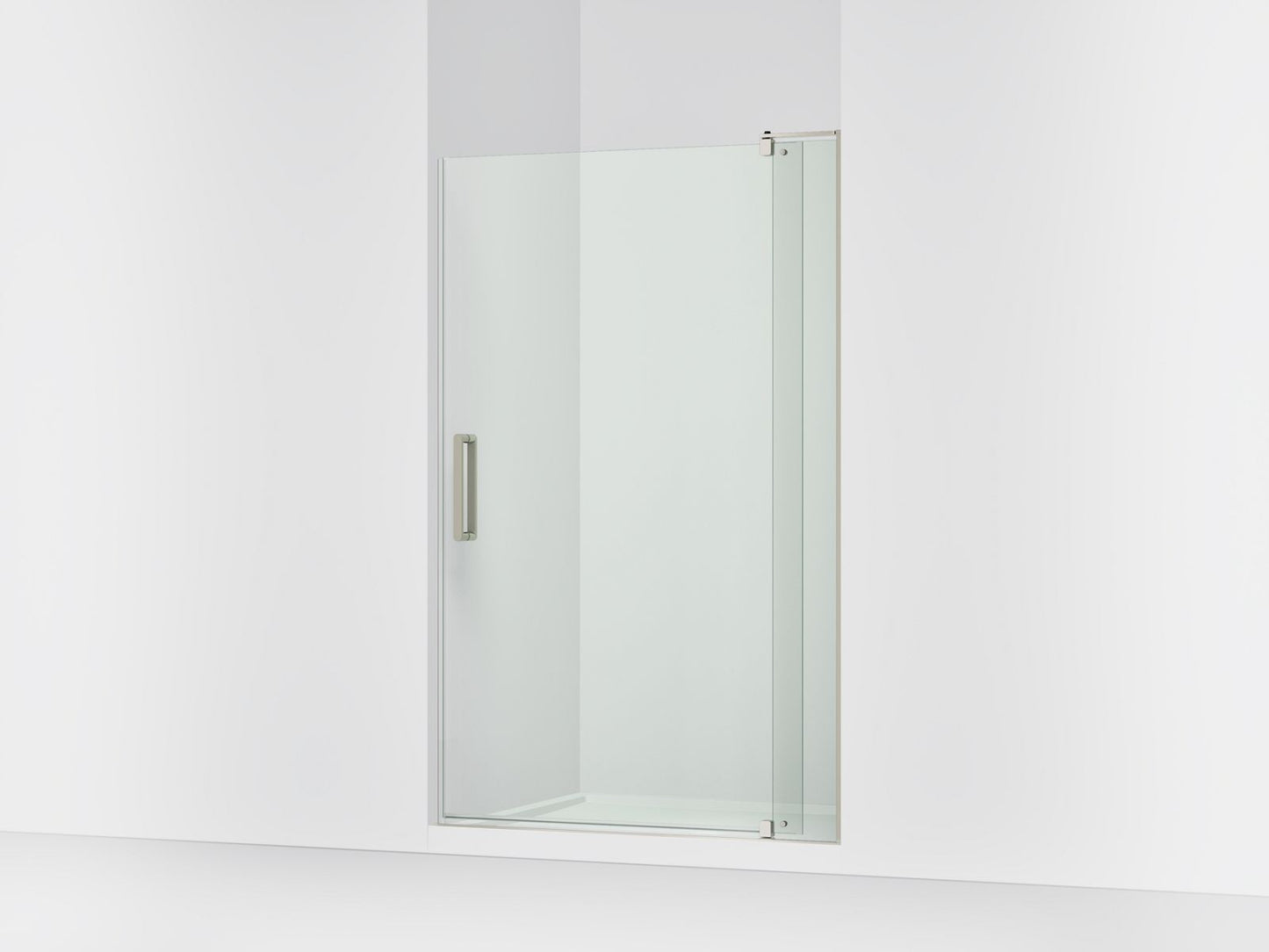 KOHLER K-707556-L Revel Pivot shower door, 74" H x 43-1/8 - 48" W, with 5/16" thick Crystal Clear glass