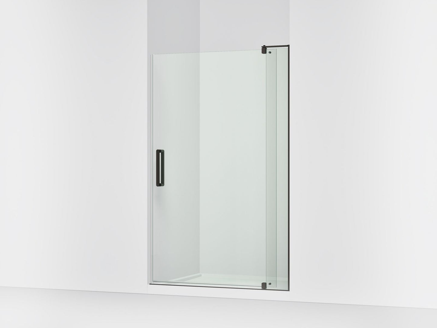 KOHLER K-707556-L Revel Pivot shower door, 74" H x 43-1/8 - 48" W, with 5/16" thick Crystal Clear glass