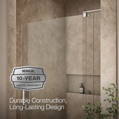 KOHLER K-707556-L Revel Pivot shower door, 74" H x 43-1/8 - 48" W, with 5/16" thick Crystal Clear glass