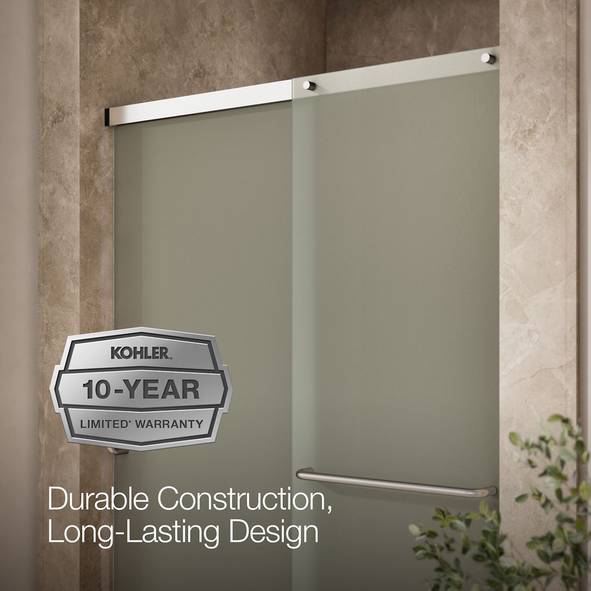 KOHLER K-707606-6D3 Elate Sliding shower door, 70-1/2" H x 44-1/4 - 47-5/8" W, with 1/4" thick Frosted glass
