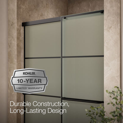 KOHLER K-707606-6G80 Elate Sliding shower door, 70-1/2" H x 44-1/4 - 47-5/8" W, with 1/4" thick Frosted glass with rectangular grille pattern
