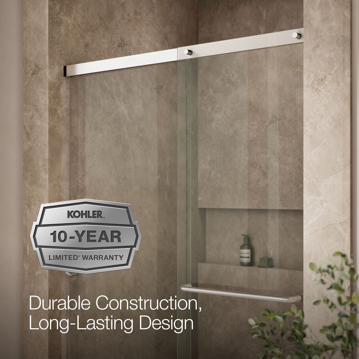 KOHLER K-707606-6L Elate Sliding shower door, 70-1/2" H x 44-1/4 - 47-5/8" W, with 1/4" thick Crystal Clear glass
