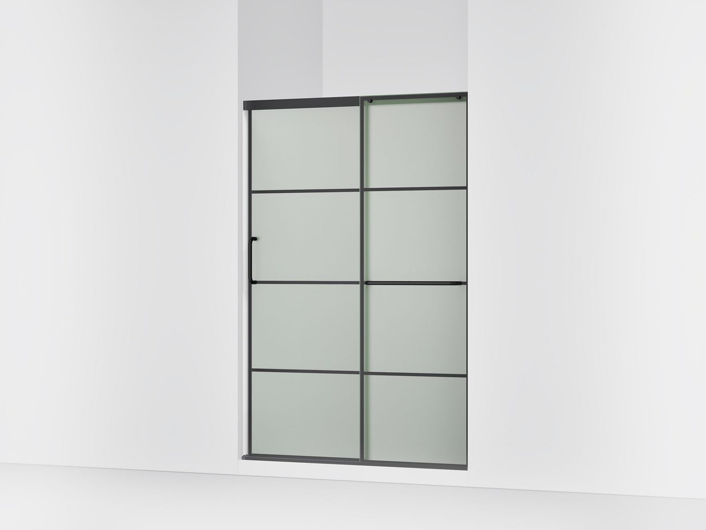 KOHLER K-707607-6G80 Elate Sliding shower door, 70-1/2" H x 50-1/4 - 53-5/8" W, with 1/4" thick Frosted glass with rectangular grille pattern