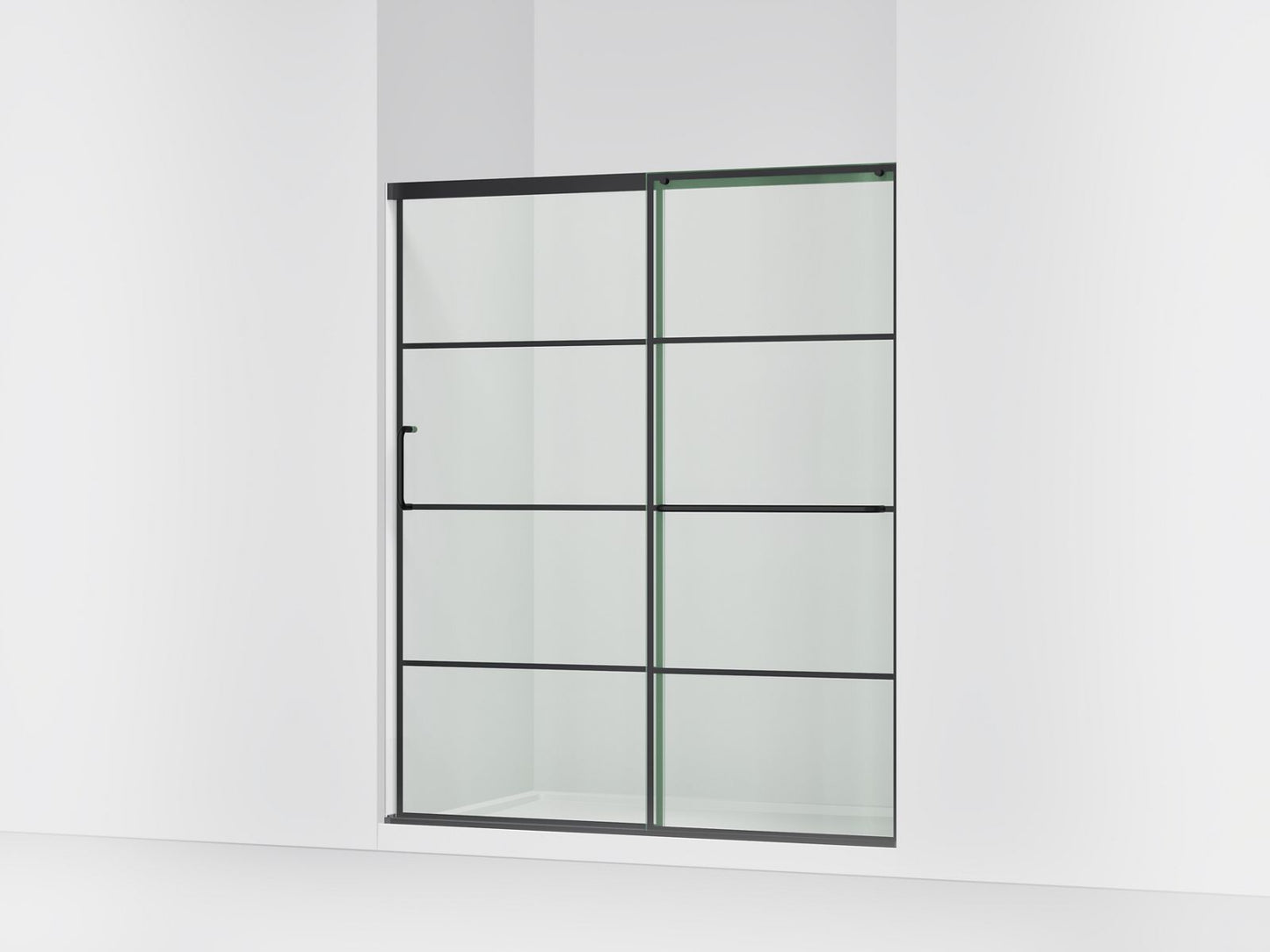 KOHLER K-707608-6G79 Elate Sliding shower door, 70-1/2" H x 56-1/4 - 59-5/8" W, with 1/4" thick Crystal Clear glass with rectangular grille pattern