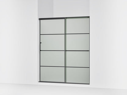 KOHLER K-707608-6G80 Elate Sliding shower door, 70-1/2" H x 56-1/4 - 59-5/8" W, with 1/4" thick Frosted glass with rectangular grille pattern