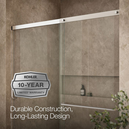 KOHLER K-707608-6L Elate Sliding shower door, 70-1/2" H x 56-1/4 - 59-5/8" W, with 1/4" thick Crystal Clear glass