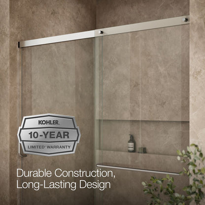 KOHLER K-707608-6L Elate Sliding shower door, 70-1/2" H x 56-1/4 - 59-5/8" W, with 1/4" thick Crystal Clear glass