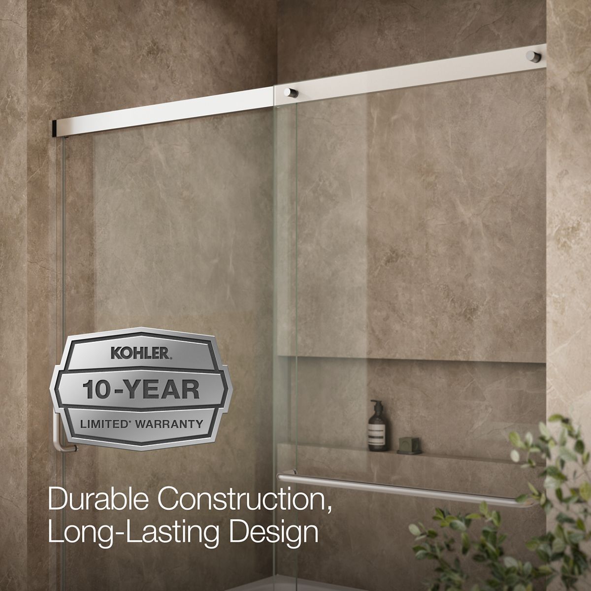 KOHLER K-707609-6L Elate 56-3/4" H sliding bath door with 1/4"-thick glass