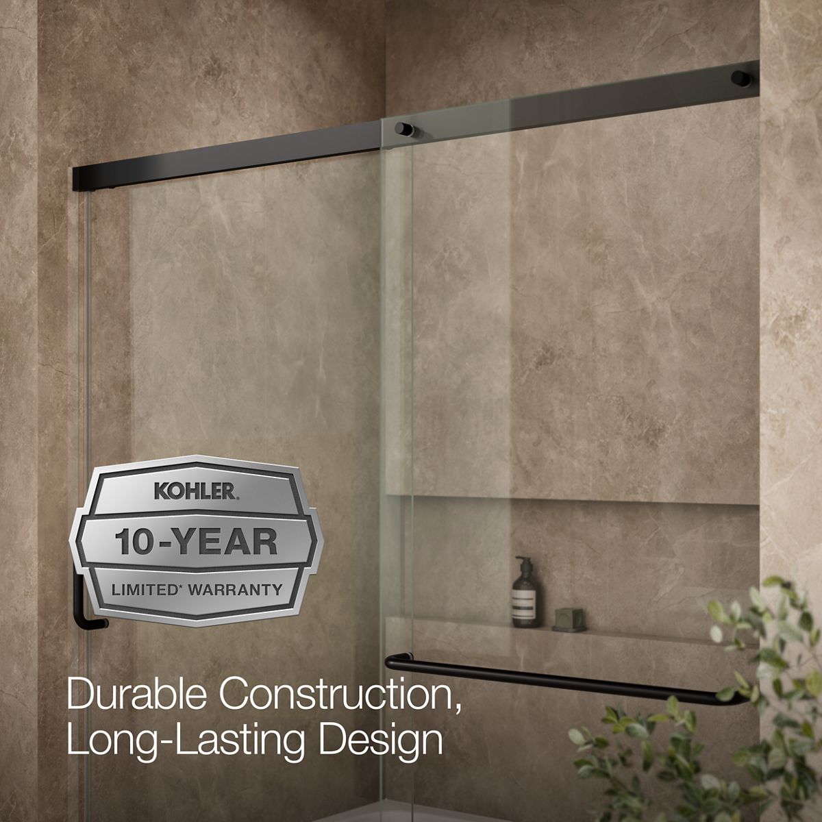 KOHLER K-707609-6L Elate 56-3/4" H sliding bath door with 1/4"-thick glass