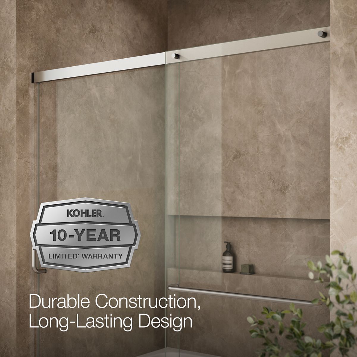 KOHLER K-707609-6L Elate 56-3/4" H sliding bath door with 1/4"-thick glass